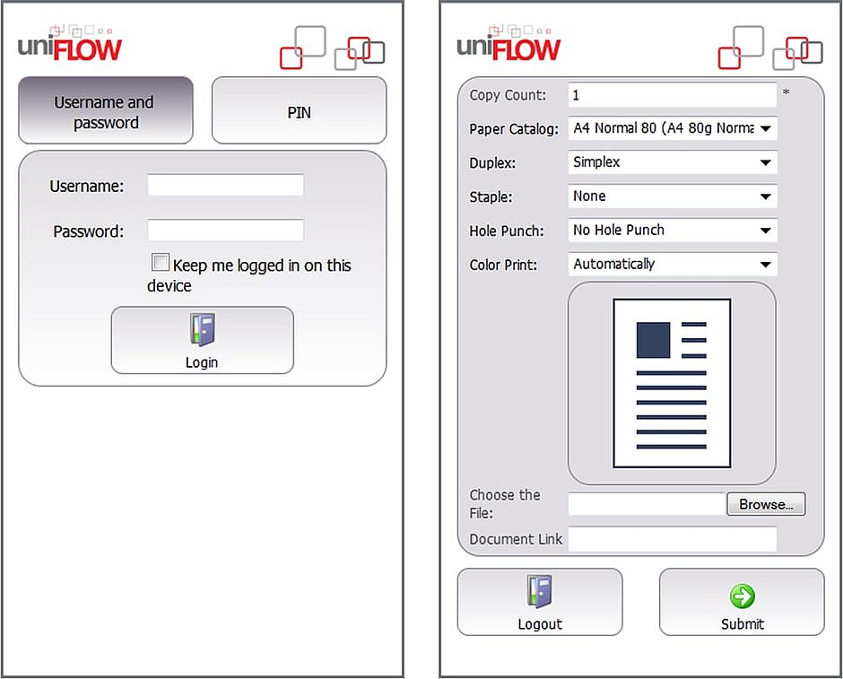 uniFLOW Mobile Printing Web Upload